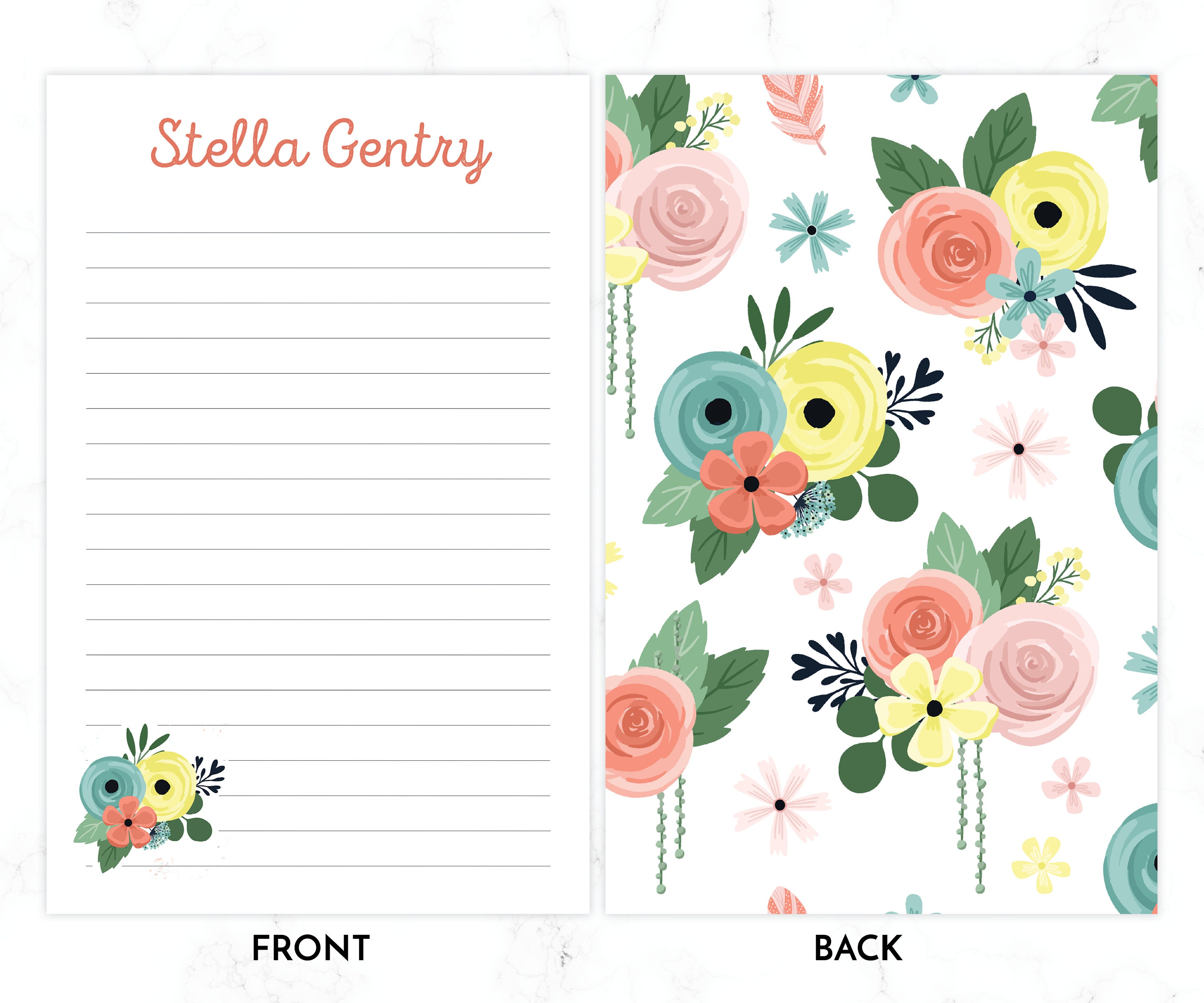 Kids Letter Writing Set Girls Stationery Paper Boho Floral Girl