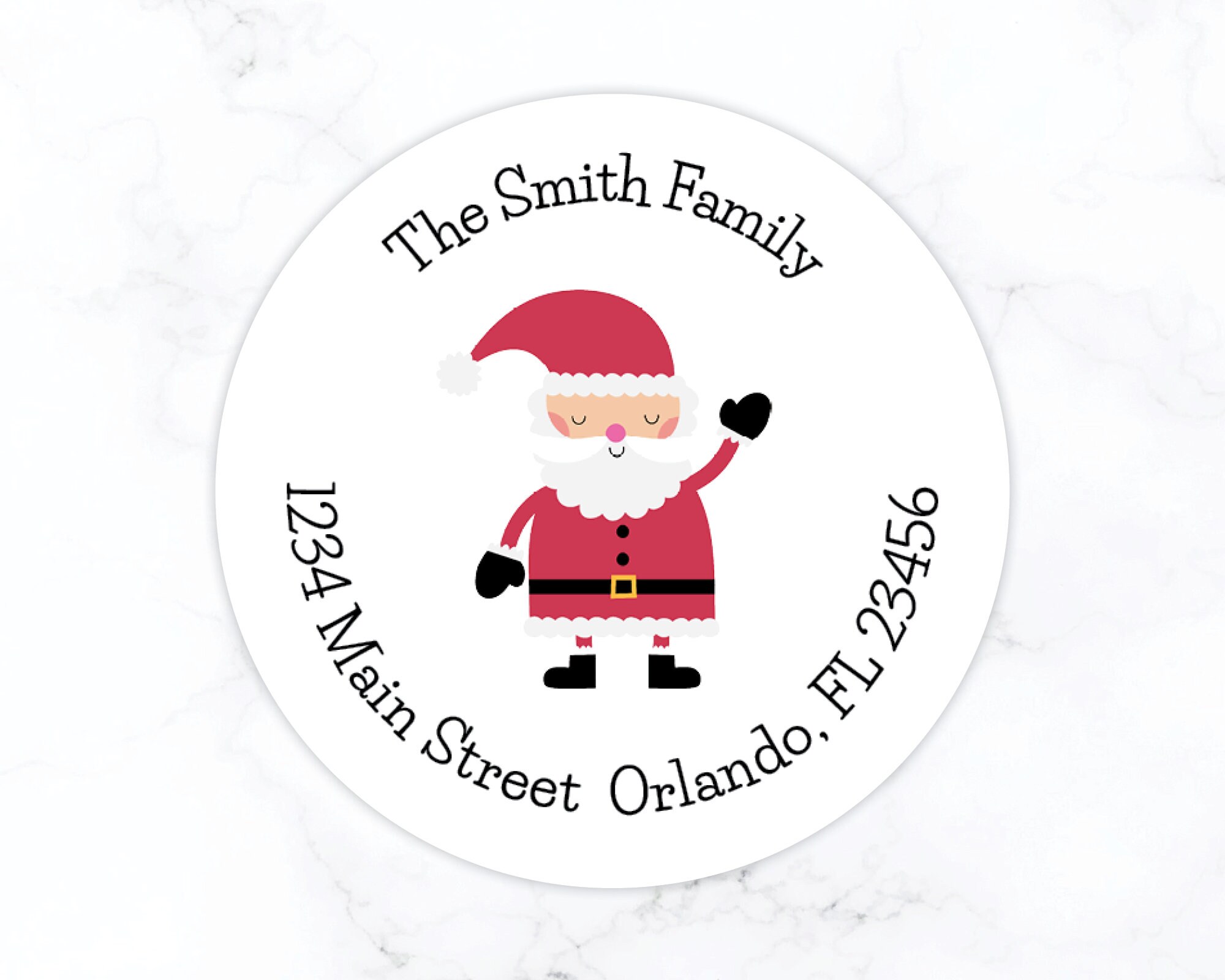 Christmas Return Address Label Stickers | Personalized Holiday Return Address Stickers | Round Labels Stickers Family Labels Santa Claus