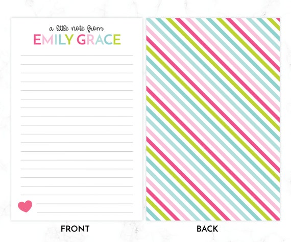 Girls Letter Writing Set Letter Writing Kit Girls Stationery Girls Gift  Idea Lined Stationary Paper Rainbow Pastel Stripes 