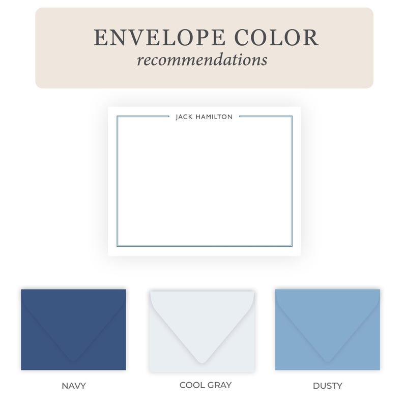 Men's Stationery Set | Mens Stationary Set | Personalized Men's Flat Note Cards for Boys | Graduate Graduation Business Thank You Cards image 4
