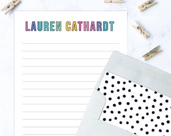 Kids Letter Writing Set | Girls Lined Stationery Paper Polka Dot | Camp Letter Lined Stationary | Colorful Personalized Stationary for Kids