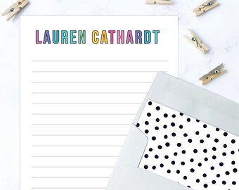 paper with dotted lines for writing Kids Letter Writing Set | Girls Lined Stationery Paper Polka Dot | Camp Letter Lined Stationary | Colorful Personalized Stationary for Kids