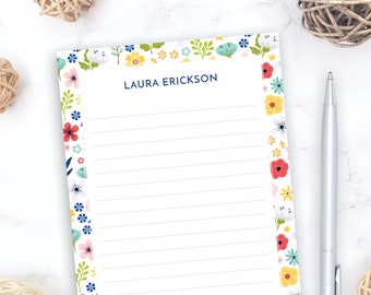 Personalized Notepad | 5x7 Notepad | 5.5x8.5 Notepad | Notepad for Women | Personalized Stationery Gift Idea | Floral Print Notepad 50 Sheet