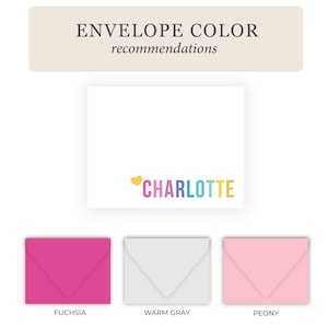Bright and Colorful Kids Stationery Set | Kids Stationary Set for Girls | Rainbow Personalized Flat Note Cards | Thank You Cards Charlotte imagem 4