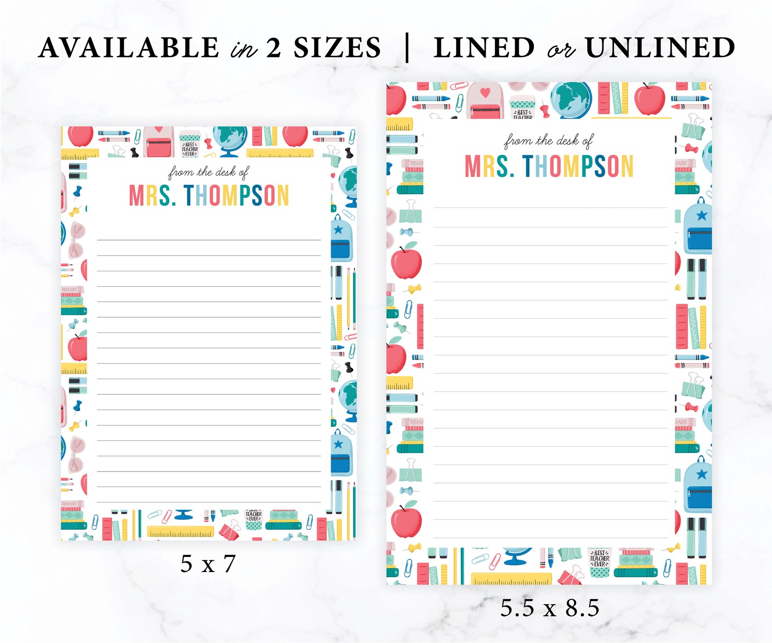 Teacher Notepad Personalized Teacher Notepad Teacher Etsy
