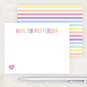 Kids Stationery Set | Kids Stationary Set | Girls Stationary Flat Note Cards | Girls Thank You Cards Personalized Gift Idea for Girls