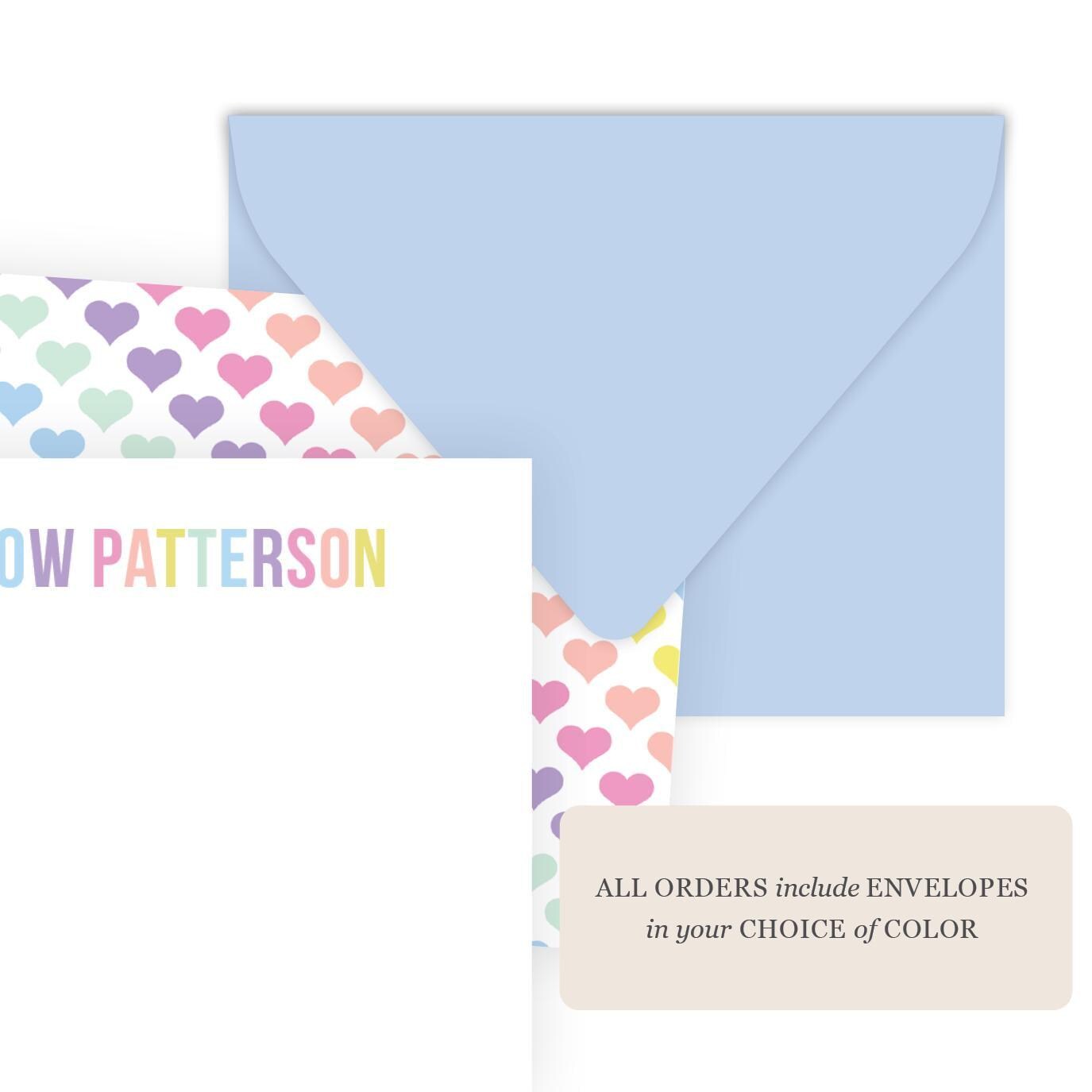 Pastel Heart Kids Note Cards | Girls Stationery Set | Rainbow Thank You ...