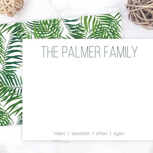 Tropical Family Note Cards | Family Thank You Cards | Family Stationery Set | Family Stationary Set | Palm Leaves Leaf Beach Flat Note 0003