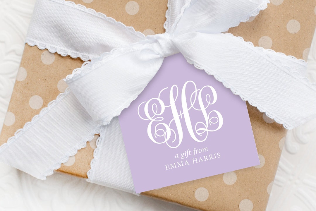 Monogram Tag Monogrammed Gift Tag | Personalized Monogram Square Gift Tag | Custom ...
