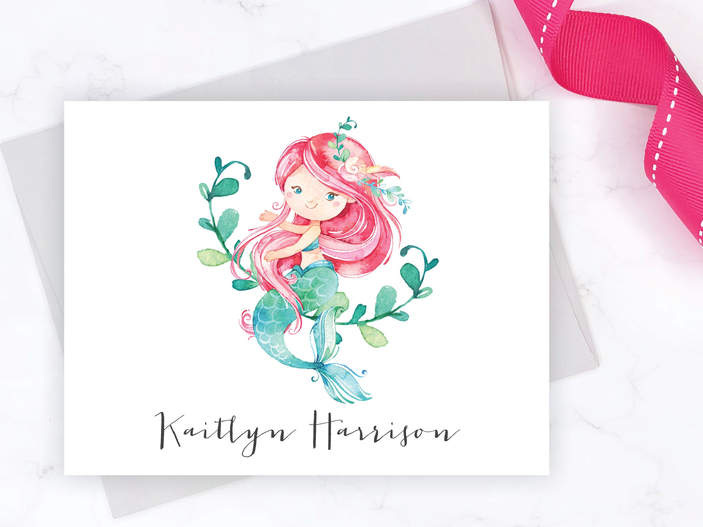 Mermaid Stationery Set Mermaid Stationary Set Personalized Etsy
