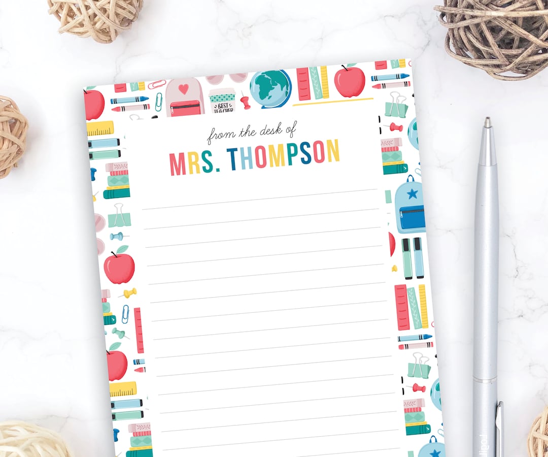 Teacher Notepad Personalized Teacher Notepad Teacher Appreciation Gift