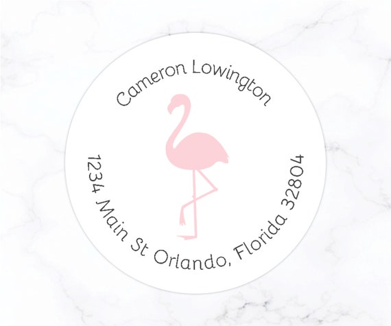 Flamingo Return Address Labels Flamingo Stickers Round 2 | Etsy