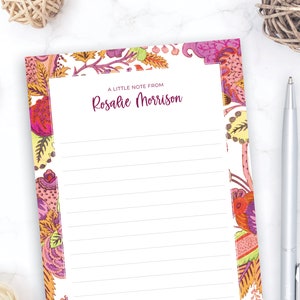 Personalized Notepad | Hot Pink Floral Notepad for Women | Women Stationery Gift | Stationary for Her | 5x7 5.5x8.5 Notepad Preppy