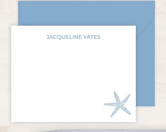 Personalized Starfish Stationery Set | Flat Thank You Cards for Ocean Wedding