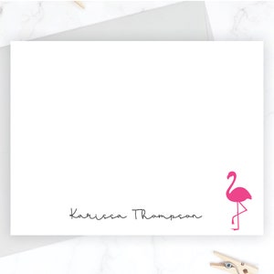 Flamingo Stationery Flamingo Note Cards Thank You Cards Personalized Flat Cards Birthday Personalized Gift Idea Pink Flamingo Stationary