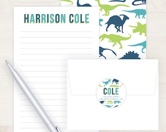 Kids Letter Writing Set | Dino Stationery Set | Boys Stationary Set | Dinosaur Lined Writing Paper for Boy | Camp Letters Pen Pal Set