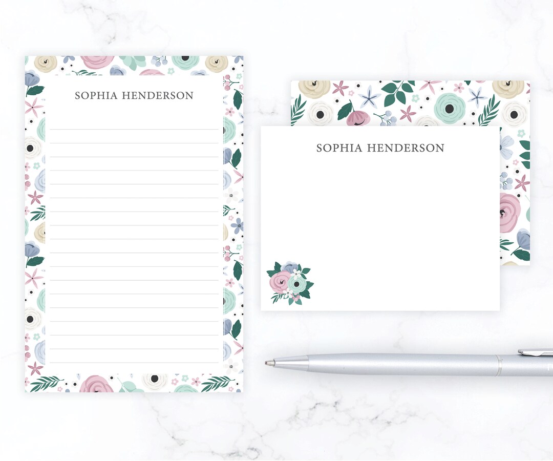 2 Piece Gift Set Floral Stationery Gift Set Stationary Etsy