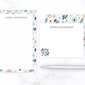 2 Piece Gift Set | Floral Stationery Gift Set | Stationary Gift Set for Women | Purple Lavender Personalized Note Card Notepad Gift Idea