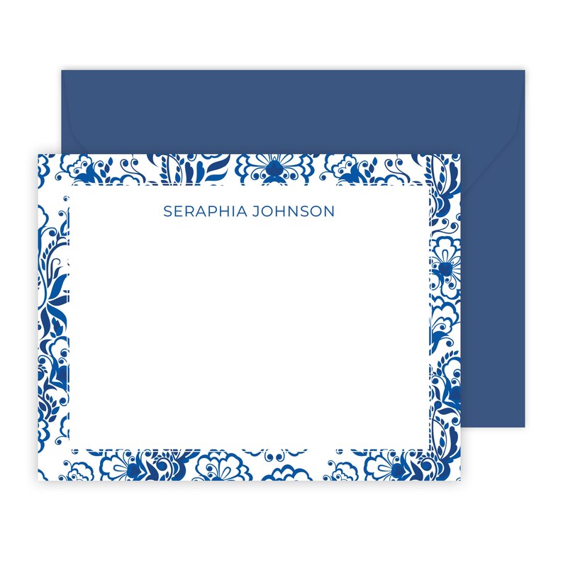 Blue and White Floral Stationery Set | Personalized Women's Stationary ...