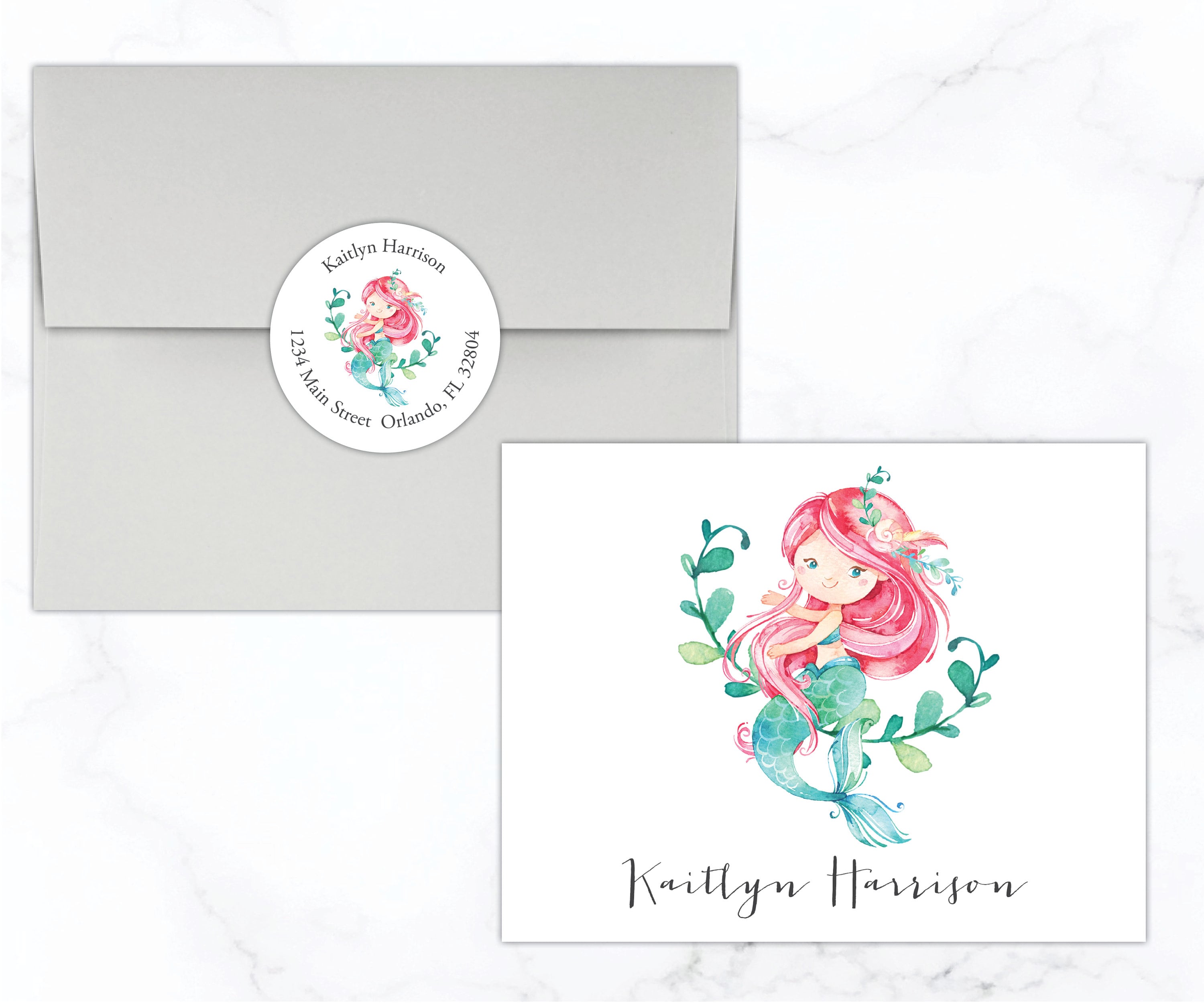 Mermaid Stationery Set Mermaid Stationary Set Personalized Etsy