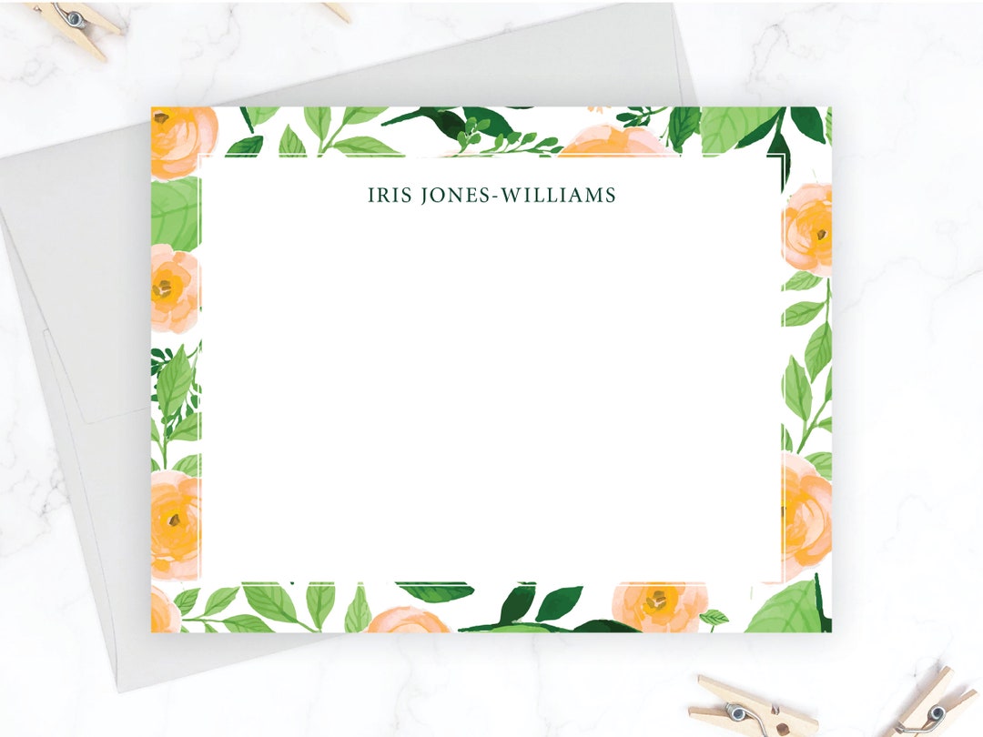 Floral Personalized Stationery Set | Women's Stationary Set | Flat Note ...
