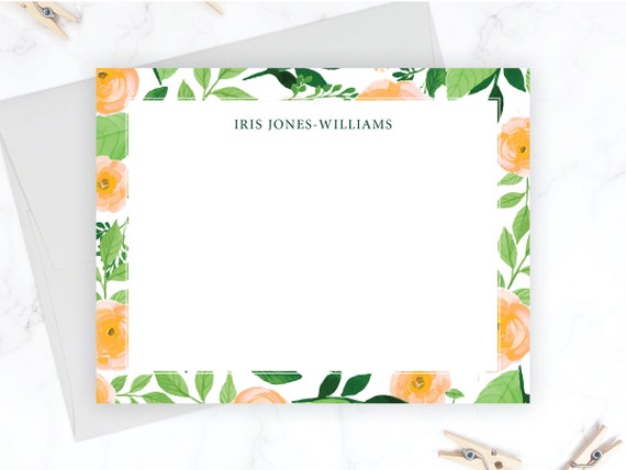 Floral Stationary Set for Women Personalized Thank You Cards