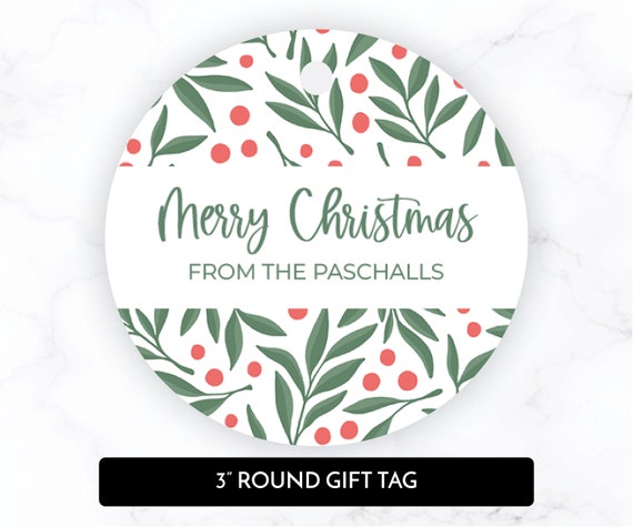 Personalized Christmas Gift Tag 3 Round Christmas Gift Tag Round