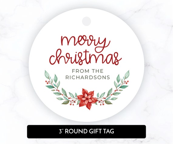 Personalized Christmas Gift Tag 3 Round Christmas Gift Tag Round