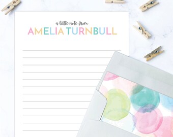 paper with dotted lines for writing Girls Letter Writing Set | Letter Writing Kit | Girls Stationery | Girls Gift Idea | Lined Stationary Paper | Pastel Watercolor Polka Dot