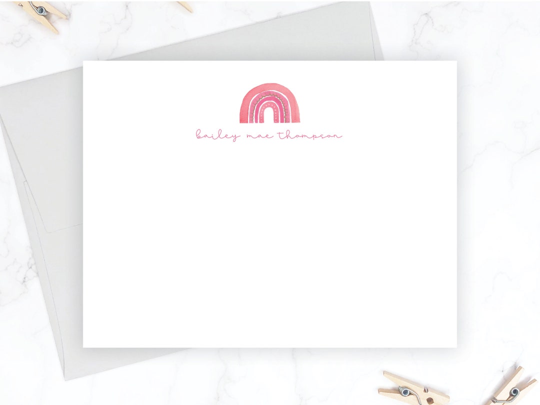 Pink Rainbow Girls Stationery Set | Personalized Girls Stationary Set ...