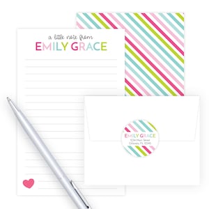 Kids Letter Writing Set | Girls Lined Stationery Paper Rainbow Stripe | Camp Letter Lined Stationary | Colorful Lined Pen Pal for Kids