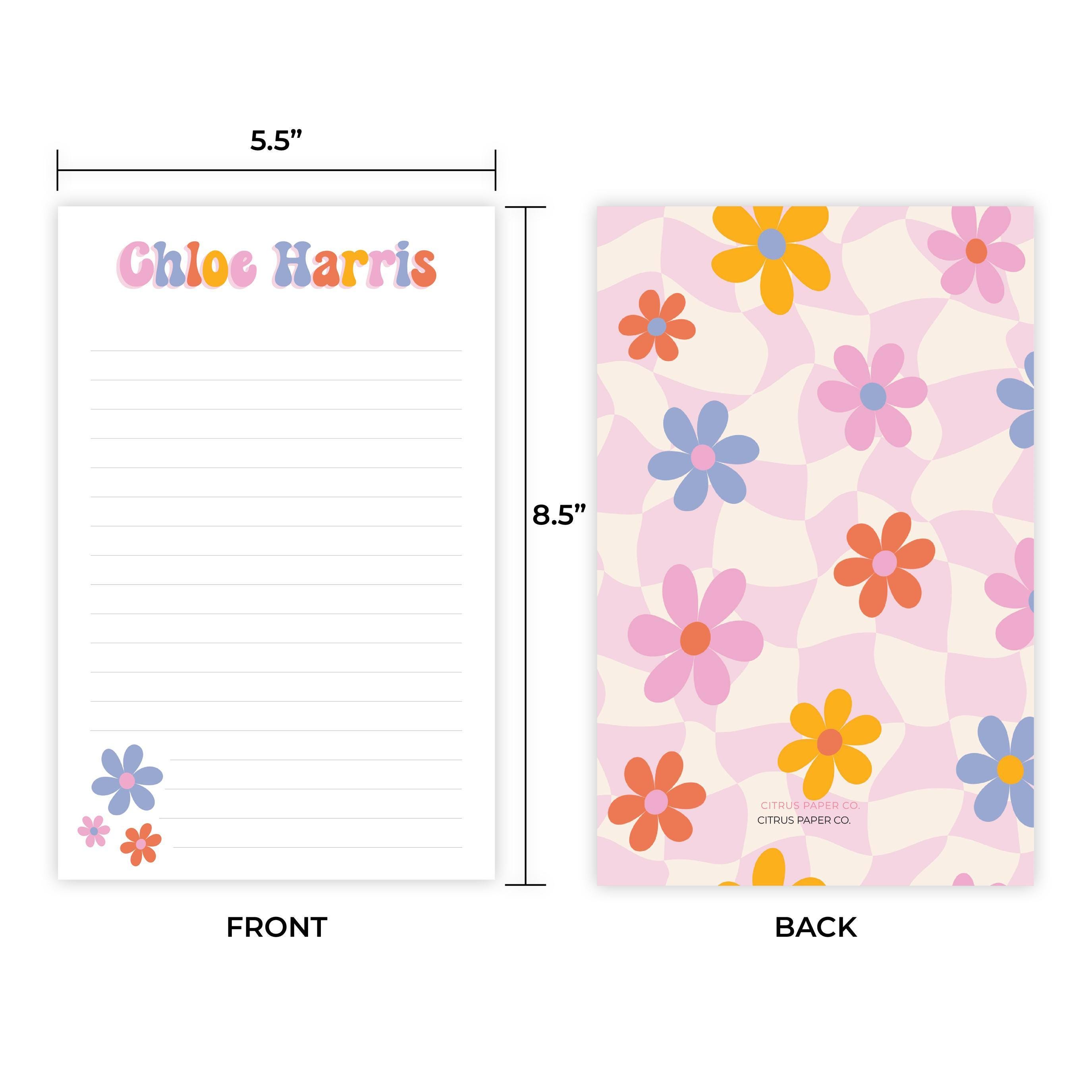 Pink Letter Set Kids Letter Writing Set | Retro Flower Pink Checkered Girls Stationery ...