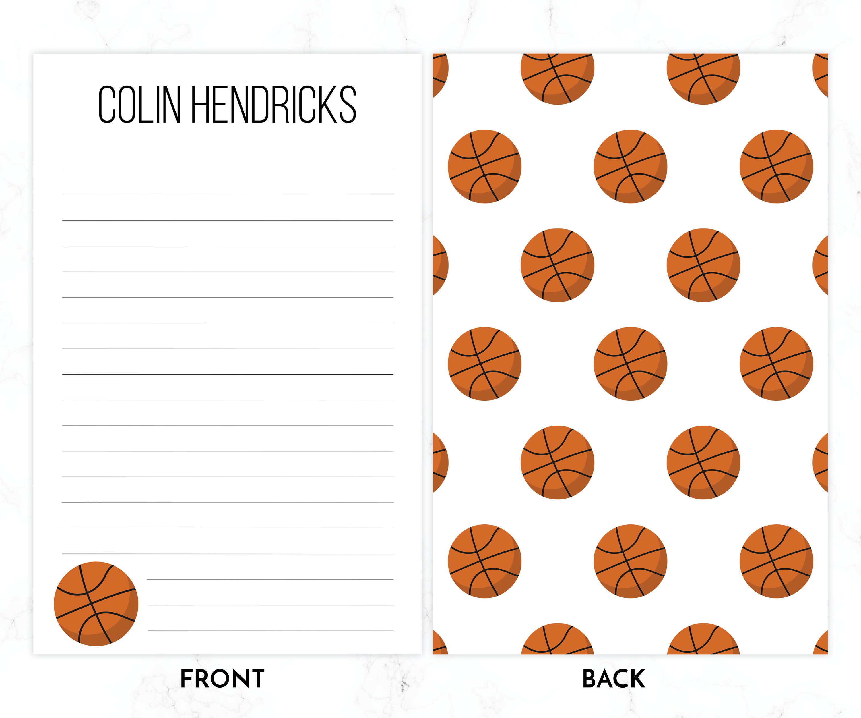 Basketball Letter Writing Set Basketball Stationary Etsy