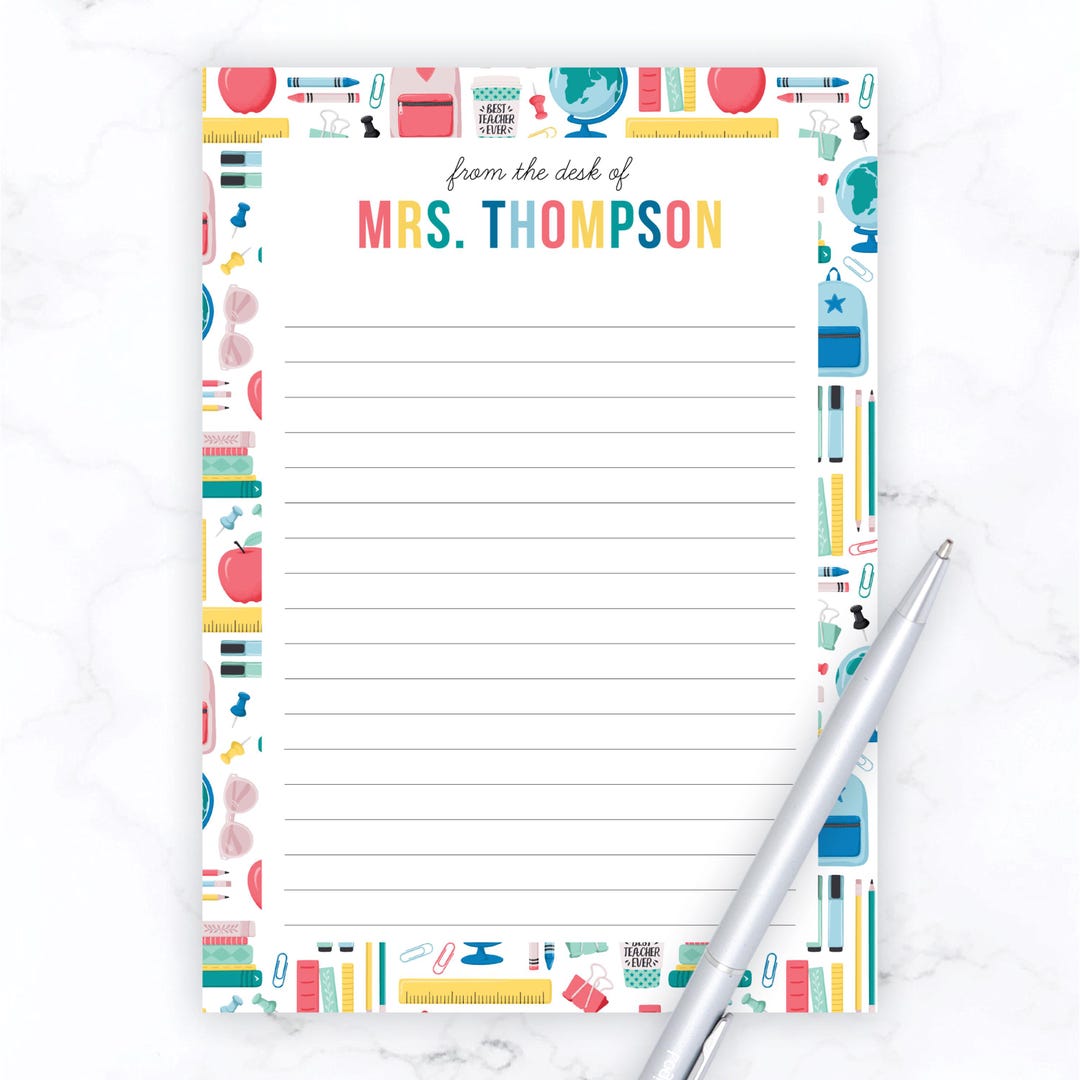 Teacher Notepad | Personalized Teacher Notepad | Teacher Appreciation ...