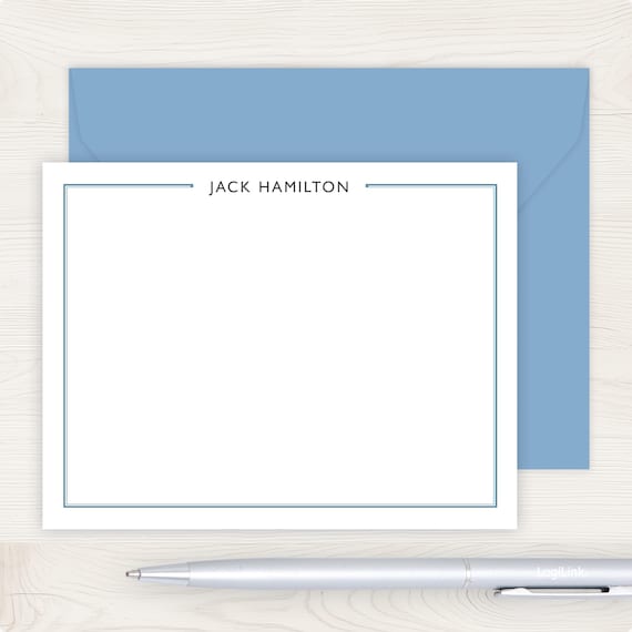 Men's Stationery Set | Mens Stationary Set | Personalized Men's Flat Note Cards for Boys | Graduate Graduation Business Thank You Cards