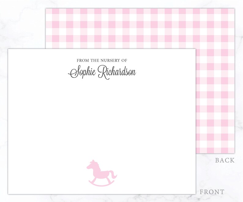 Baby Girl Stationery Set Baby Girl Stationary Pink Gingham Etsy