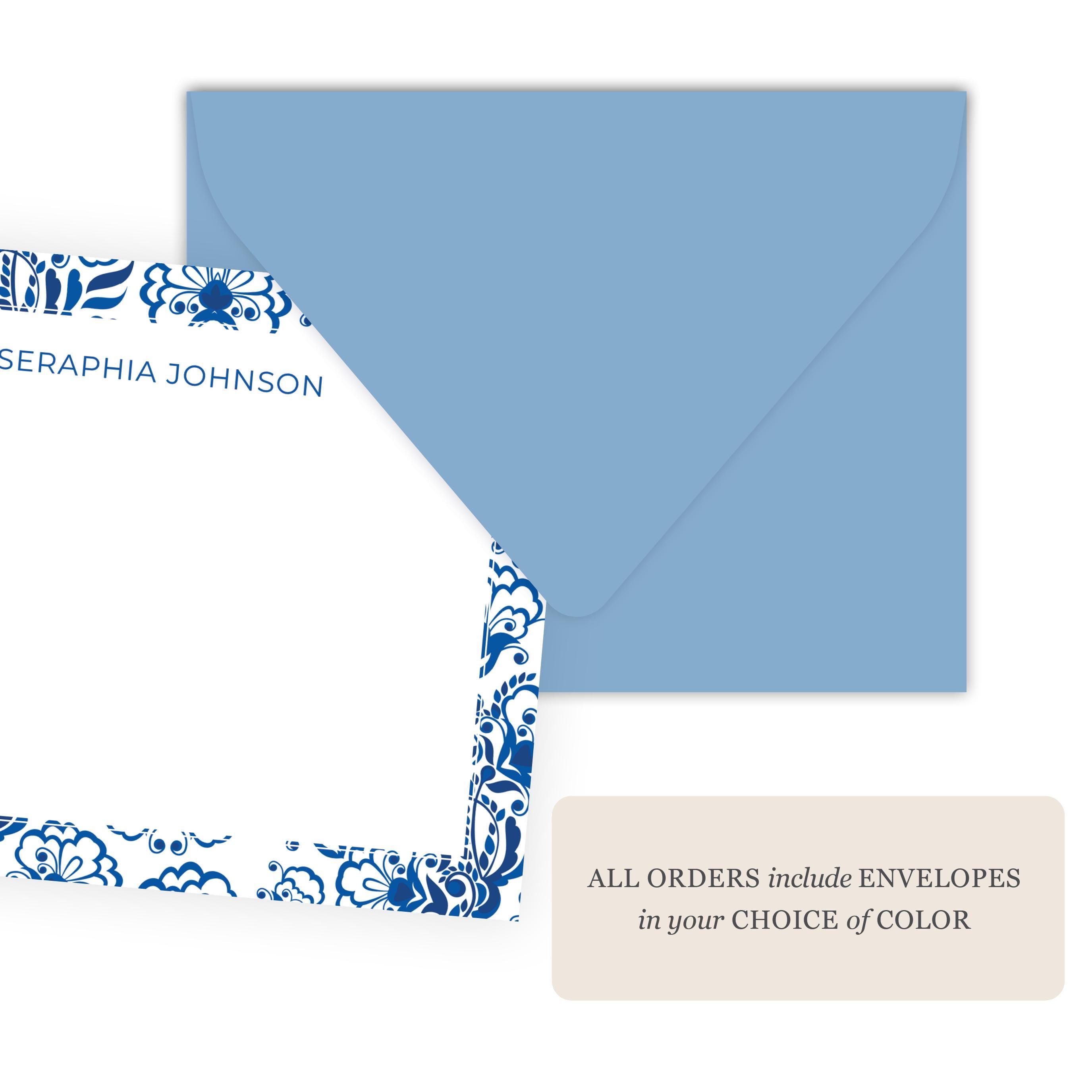 Blue and White Floral Stationery Set | Personalized Women's Stationary ...
