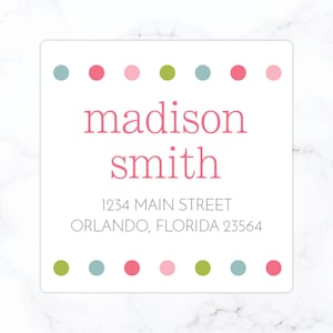 Kids Square Return Address Labels | Return Address Stickers | 2 Inch Square Address Labels for Kids | Girls Stationery Set Girls Stationary