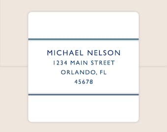 Men's Square Return Address Labels | Personalized Stationery Set