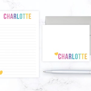 2 Piece Gift Set | Stationery Gift Set | Stationary Gift Set for Girls | Colorful Fun Stationary Personalized Note Card Notepad Gift Idea