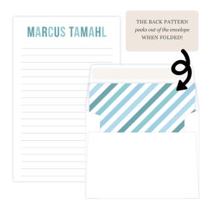 Kids Letter Writing Set | Kids Stationery Set | Boys Stationary Set | Blue Stripe Green Lined Paper for Boy | Camp Letters Pen Pal Set image 4