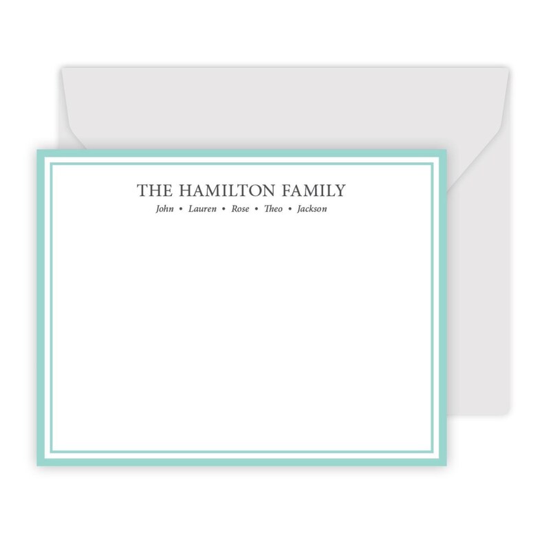 Family Stationery Set | Personalized Flat Note Cards | Custom Colors - Etsy