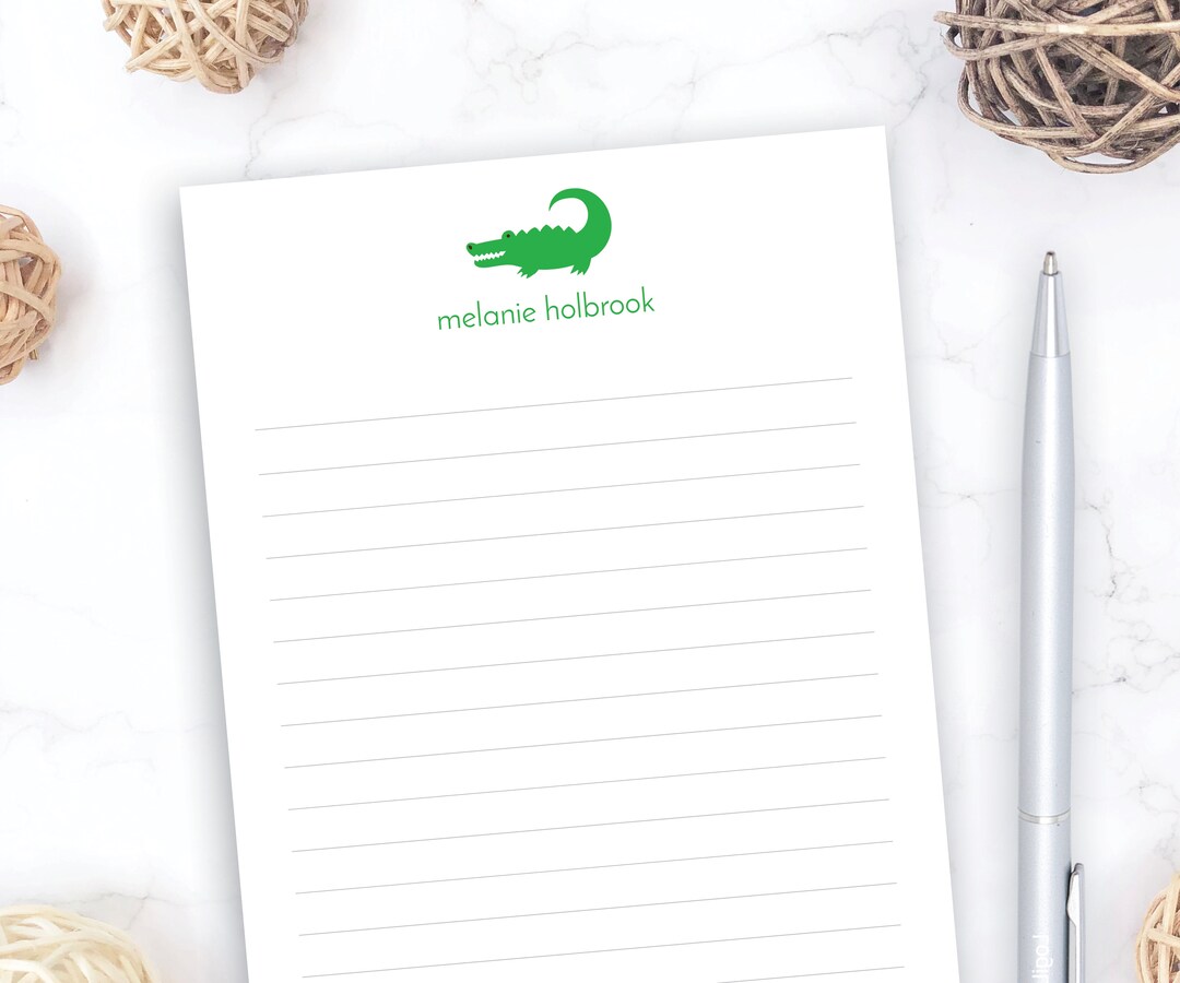 Personalized Notepad 5x7 Notepad Gator 5.5x8.5 Alligator Etsy