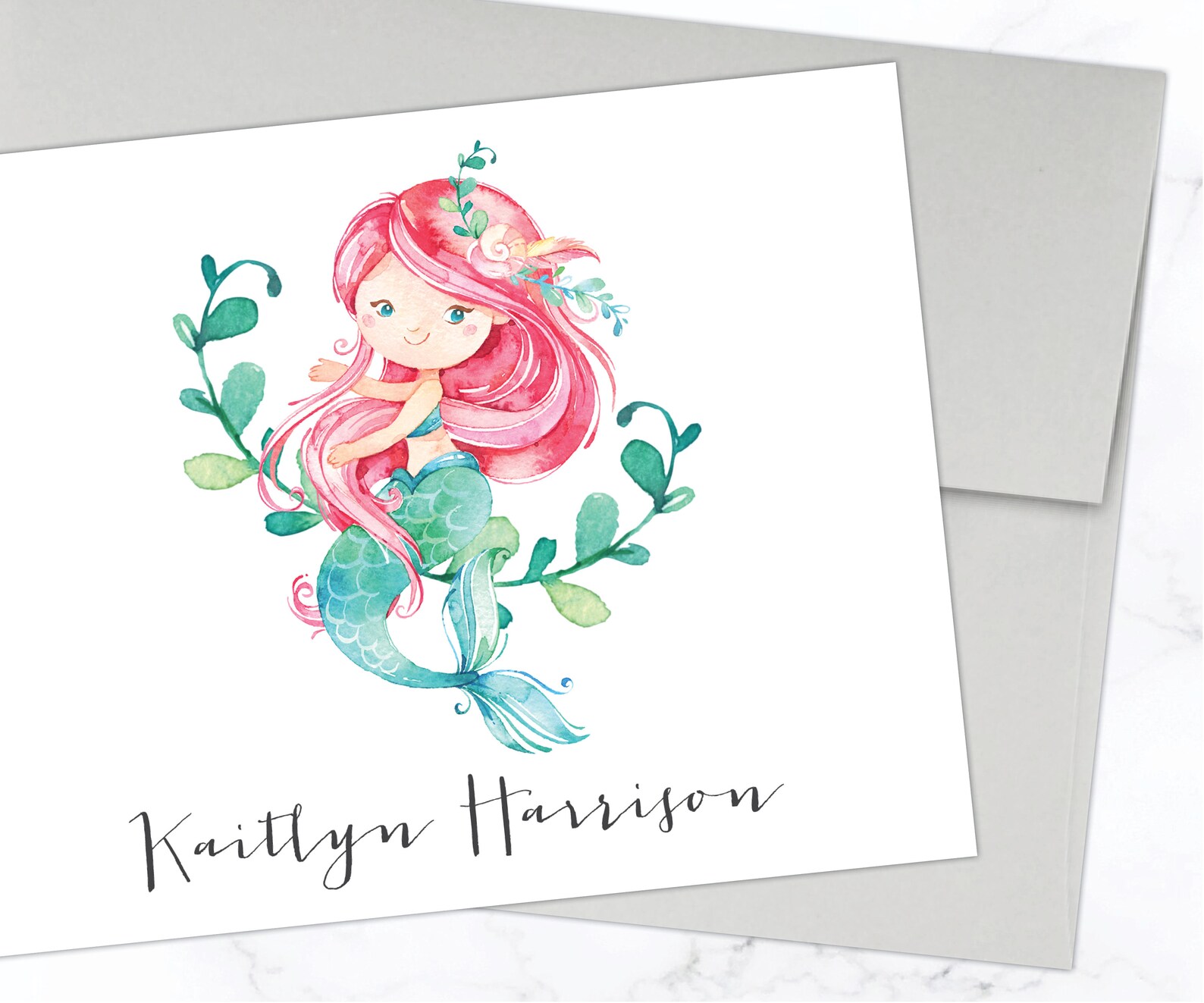 Mermaid Stationery Set Mermaid Stationary Set Personalized Etsy