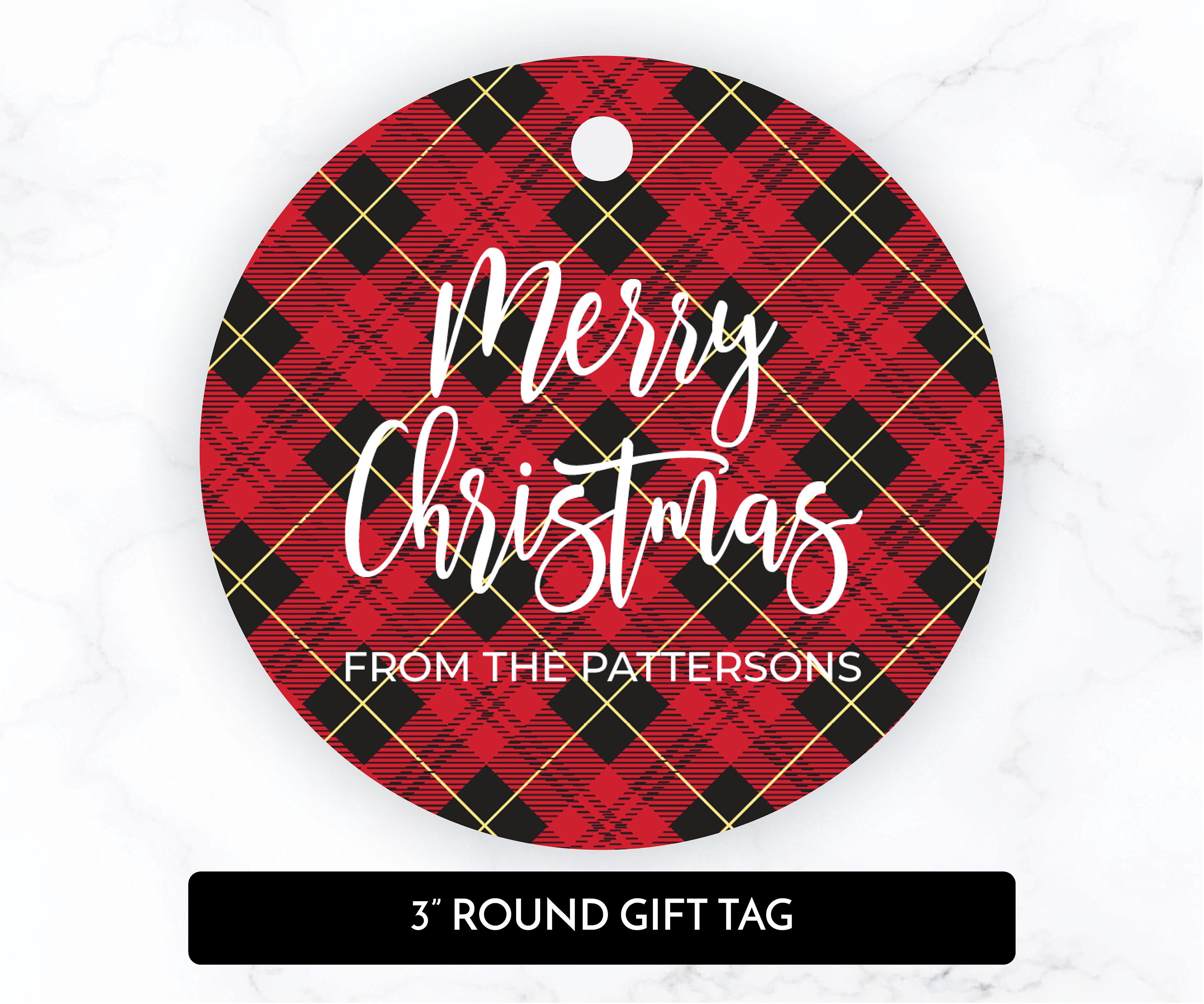 Personalized Christmas Gift Tag 3 Round Christmas Gift Tag Round