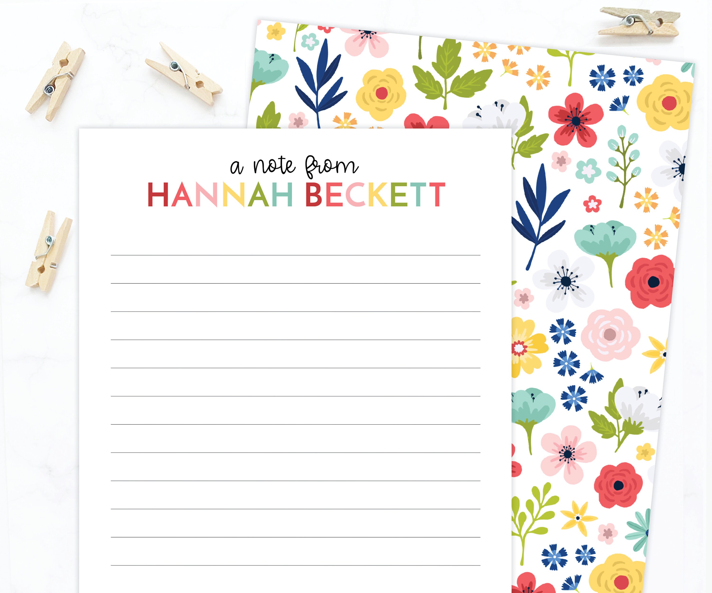 Kids Letter Writing Set Girls Lined Stationery Paper Floral Print