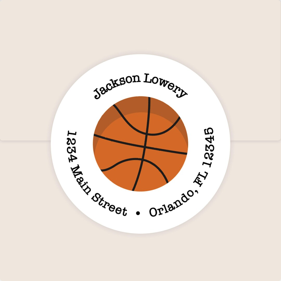 Basketball | Round Return Address Labels - Etsy