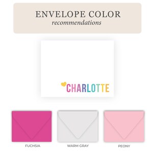 Bright and Colorful Kids Stationery Set | Kids Stationary Set for Girls | Rainbow Personalized Flat Note Cards | Thank You Cards Charlotte image 4