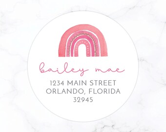 Sheet of 30 Labels Blue Rainbow Custom Return Address Labels Personalized Stickers Ships in 1 Business Day!