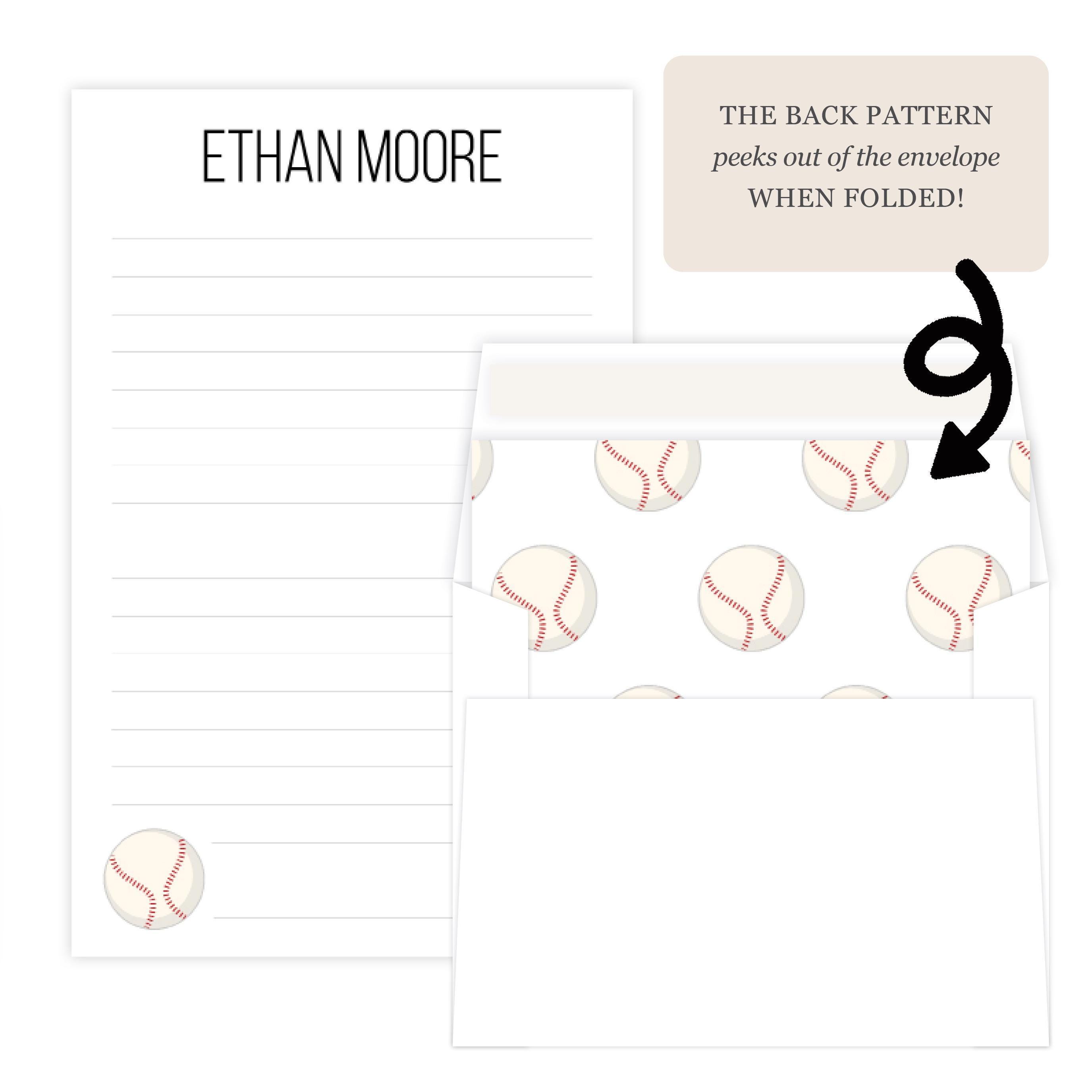 Baseball Letter Writing Set | Baseball Stationary Stationery Set ...